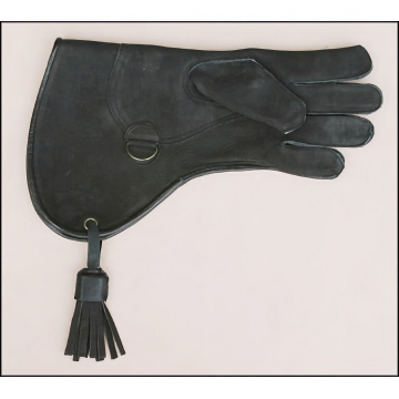 "Austringer" Long Cuff Cowhide Black Gauntlet - Medium to Heavy Use
